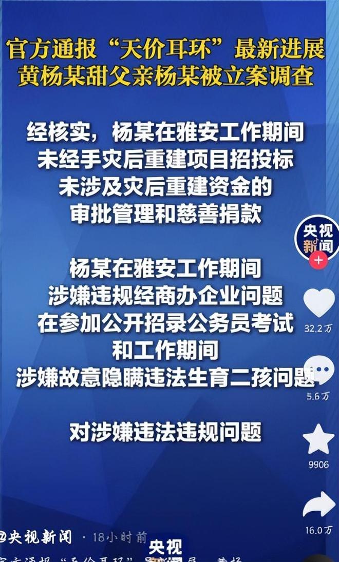 亲自下场黄杨钿甜父亲被正式立案调查冰球突破正规网站天价耳环风波不断(图6)